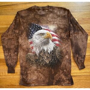 The Mountain Eagle Flag Shirt Mens Brown Tie Dye Long Sleeve Pa Graphic Small